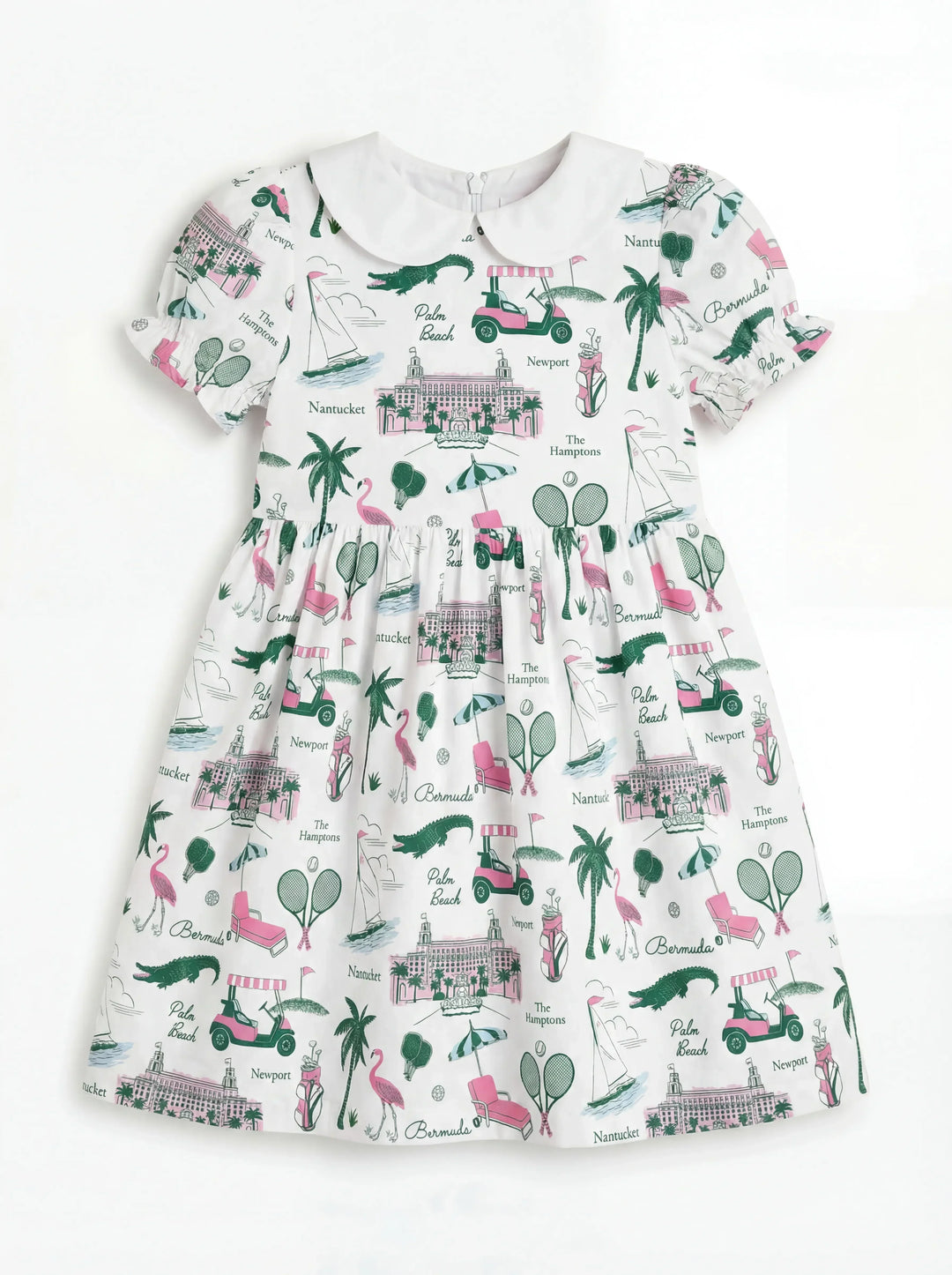 Preppy Palm Getaway Bambuskleid mit Peter-Pan-Kragen
