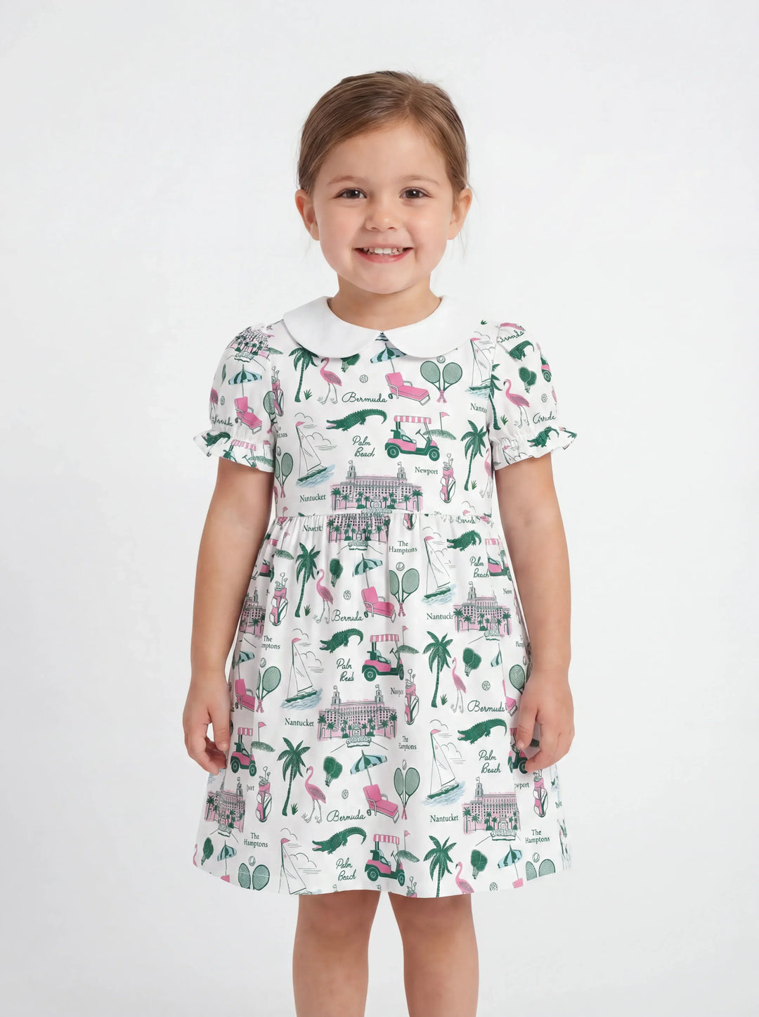Preppy Palm Getaway Bambuskleid mit Peter-Pan-Kragen