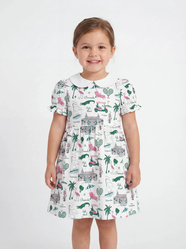 Preppy Palm Getaway Bambuskleid mit Peter-Pan-Kragen