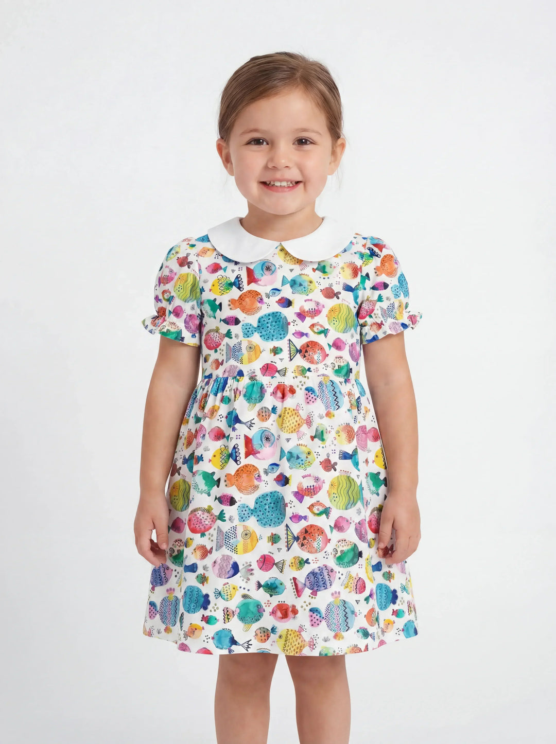 Rainbow Reef Fish Bamboo Peter Pan Collar Dress