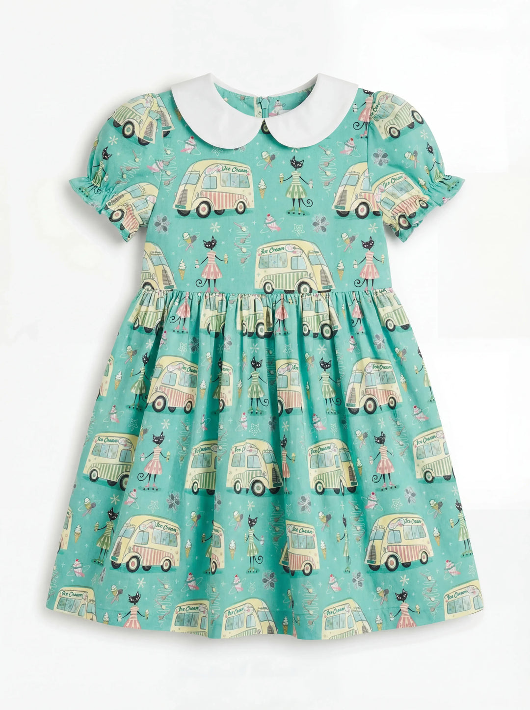 Sweet Scoops & Stripes Bambus-Kleid mit Peter-Pan-Kragen