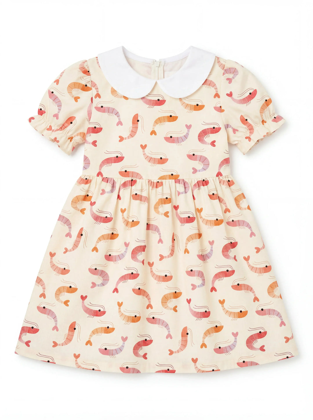 Sweet Shrimp Parade Bamboo Peter Pan Collar Dress