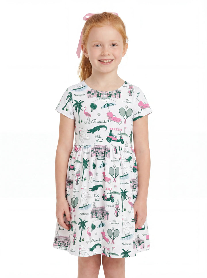 Preppy Palm Getaway Bambus-Drehkleid