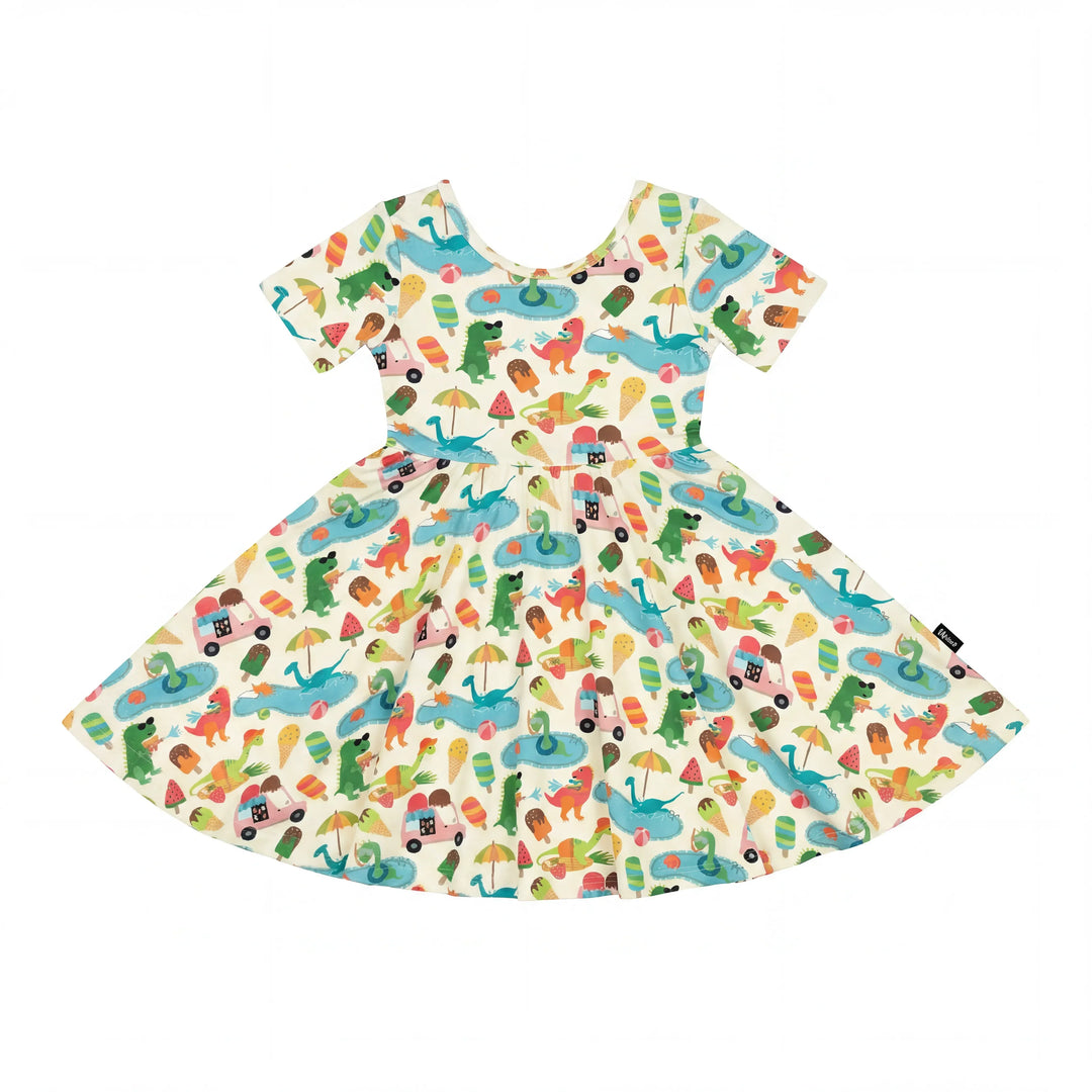 Dino Summer Splash Bamboo Twirl Dress