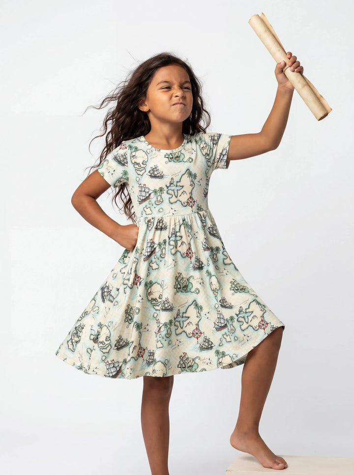 Pirate Treasure Map Quest Bamboo Twirl Dress