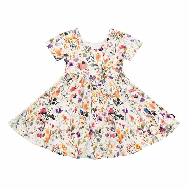 Wildblumen Aquarell Garten Bambus Wirbelkleid