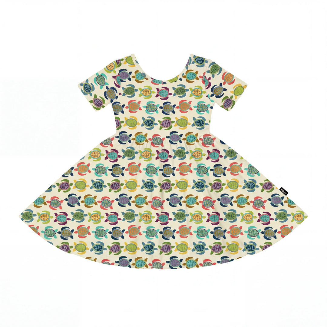 Happy Turtle Parade Bamboo Twirl Dress