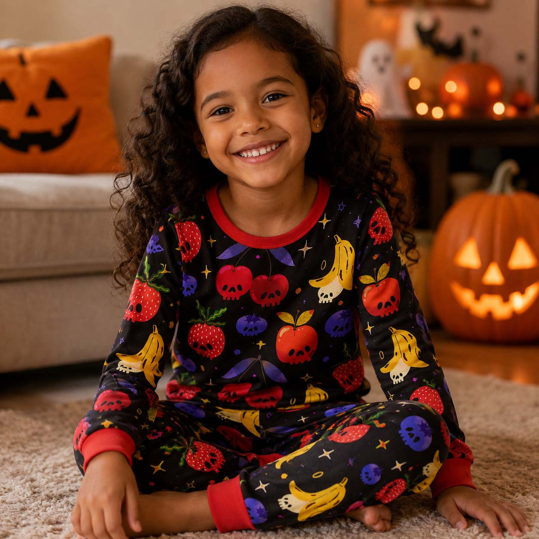 Creepy Haunted Fruits Bamboo Two Piece Long Sleeve Pajama Set