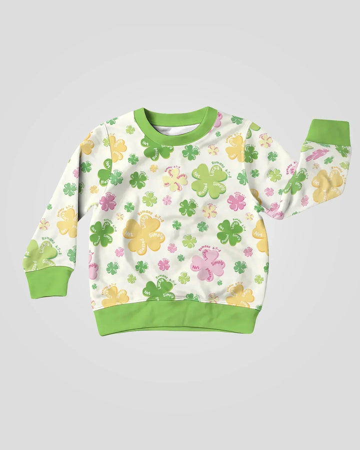 Kleeblatt-Print St. Patrick's Day Bambus-Rundhalsshirt