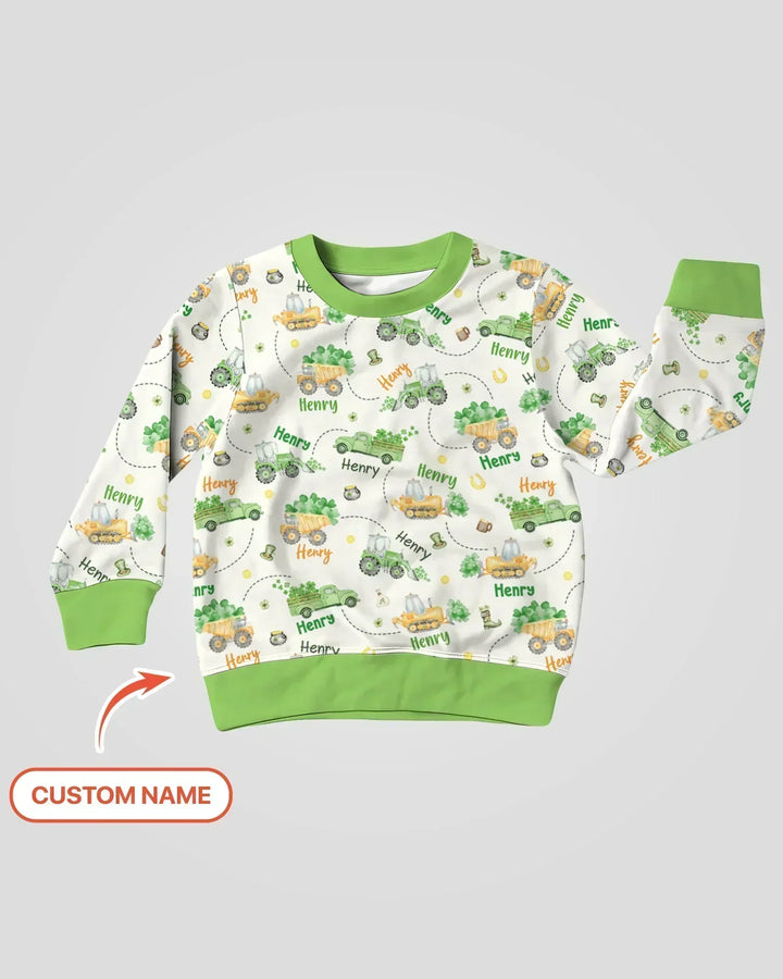Konstruktion St. Patrick's Day Personalisierter Name Bambus Rundhals-Sweatshirt