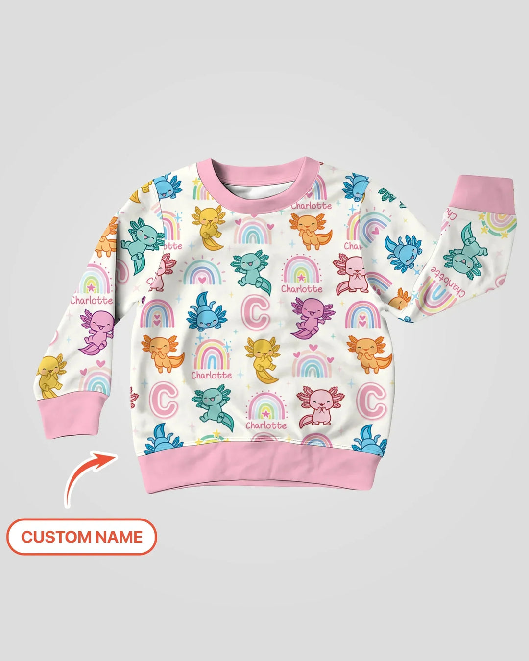 Axolotl Custom Name Bambus Rundhals-Sweatshirt