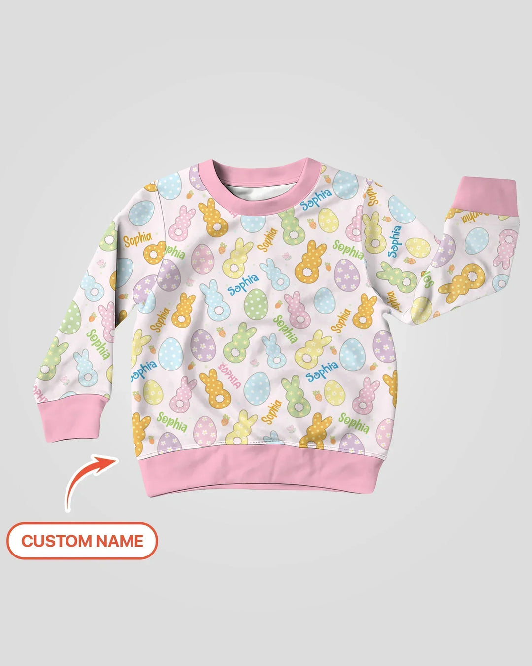 Personalisiertes Bambus-Sweatshirt mit Rundhalsausschnitt für Ostern, Pastell