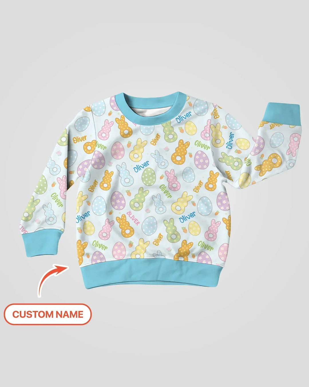 Personalisiertes Bambus-Sweatshirt mit Rundhalsausschnitt für Ostern, Pastell