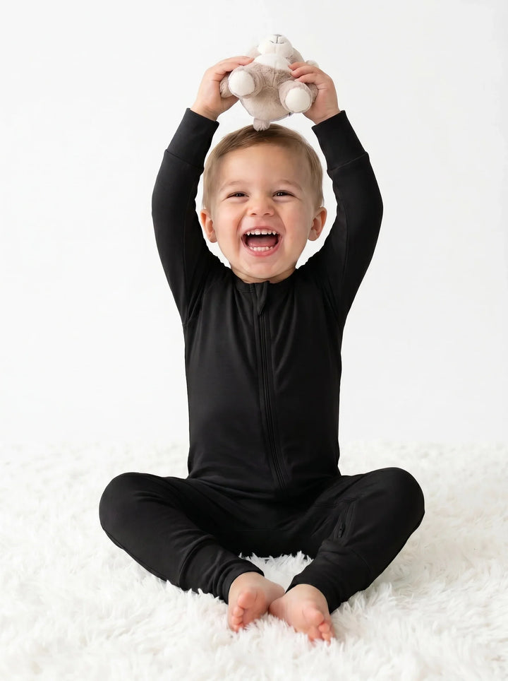 Black Bamboo Convertible Zippered Romper
