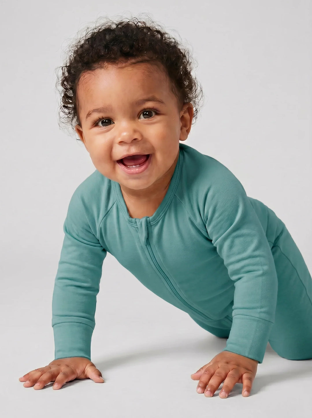 Cadet Blue Bamboo Convertible Zippered Romper