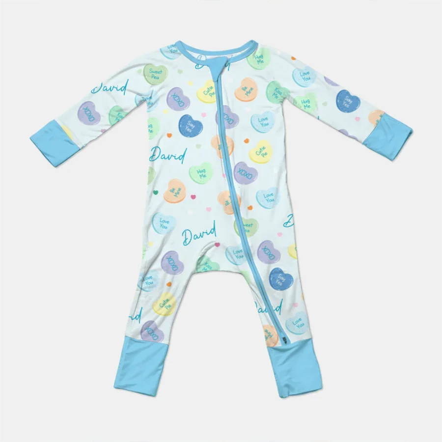 Custom Name Colorful Candy Hearts Family Matching Bamboo Convertible Zippy