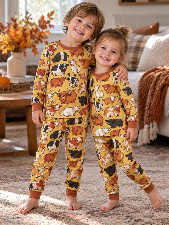 Cute Cow Collection Bamboo Two Piece Long Sleeve Pajama Set
