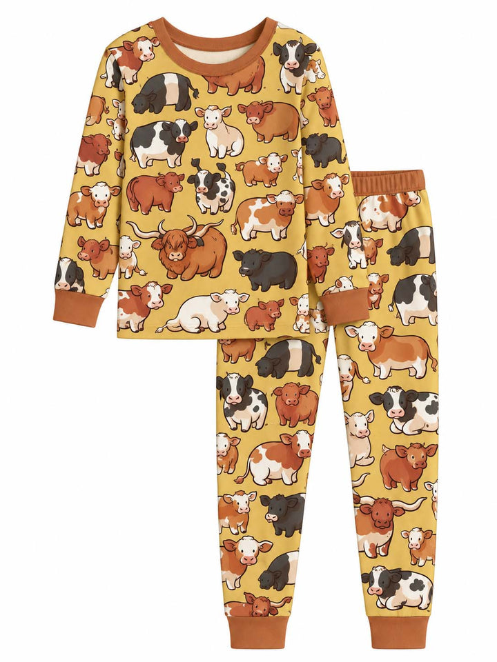 Cute Cow Collection Bamboo Two Piece Long Sleeve Pajama Set