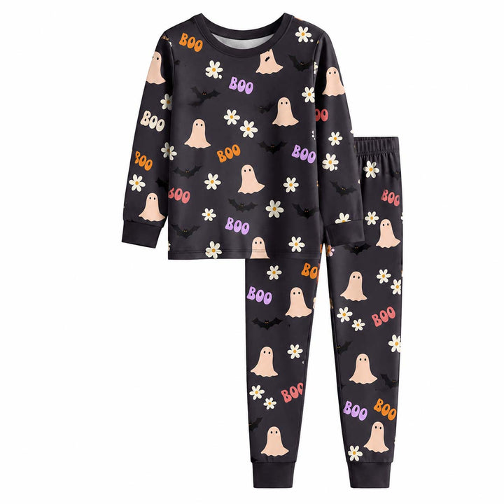 Cute Ghost Garden Bamboo Two Piece Long Sleeve Pajama Set