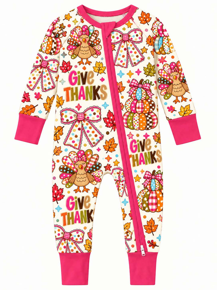 Cute Turkey Give Thanks Bamboo Convertible Zippy