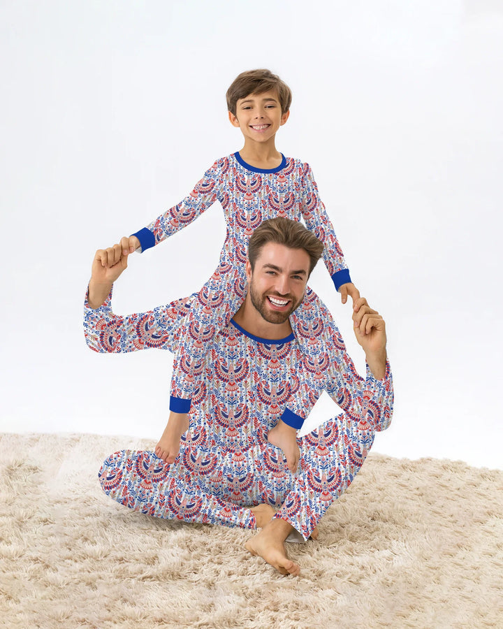 Zweiteiliges Langarm-Pyjama-Set mit Sommerfrüchten