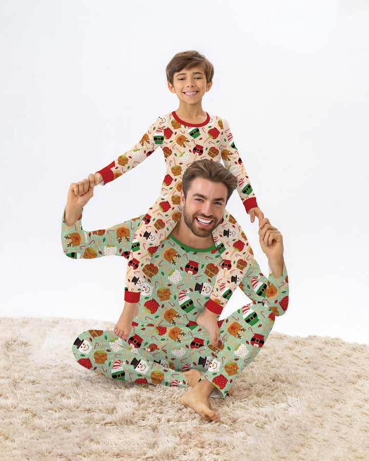 Zweiteiliges Langarm-Pyjama-Set mit Sommerfrüchten