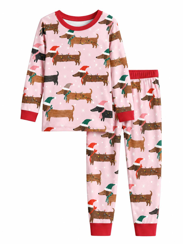 Dachshund Christmas Lights Bamboo Two Piece Long Sleeve Pajama Set