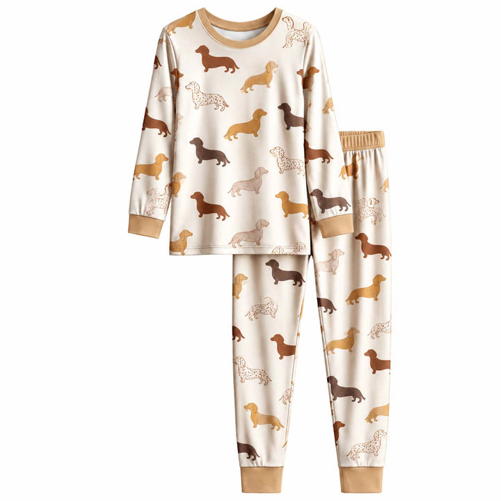 Dachshund Color Parade Bamboo Two Piece Long Sleeve Pajama Set