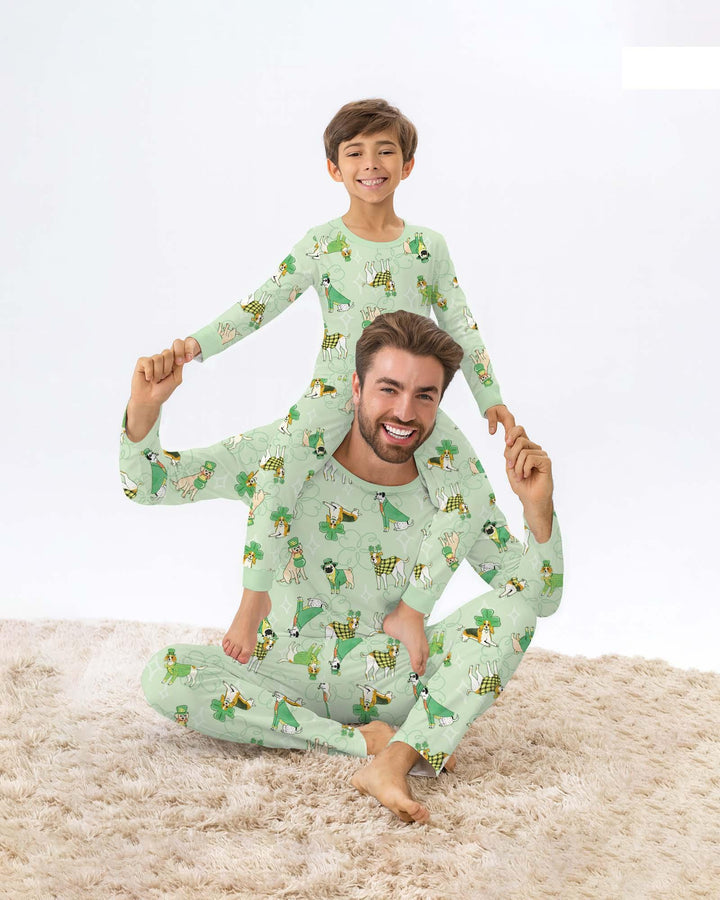 St. Patrick's Day Welpen Pyjama-Set aus Bambus für Damen