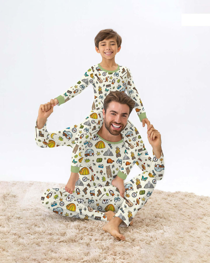 Zweiteiliges Langarm-Pyjama-Set mit Sommerfrüchten