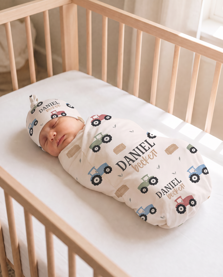 Personalized Little Farmer Bamboo Swaddle Blanket