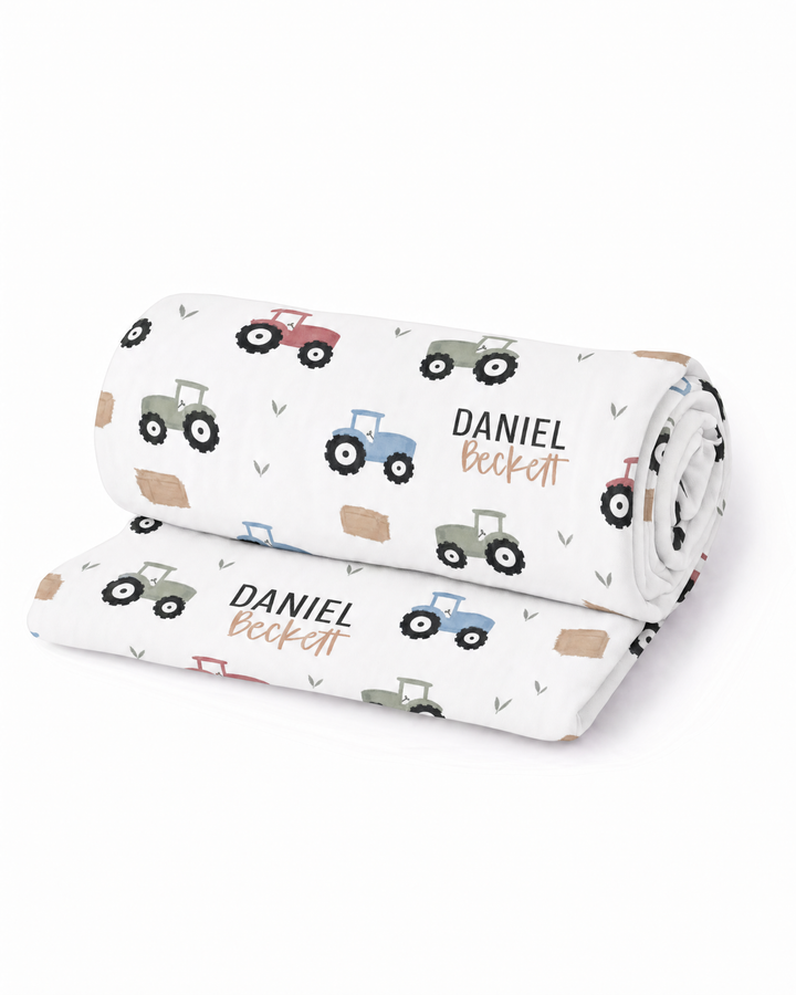 Personalized Little Farmer Bamboo Swaddle Blanket