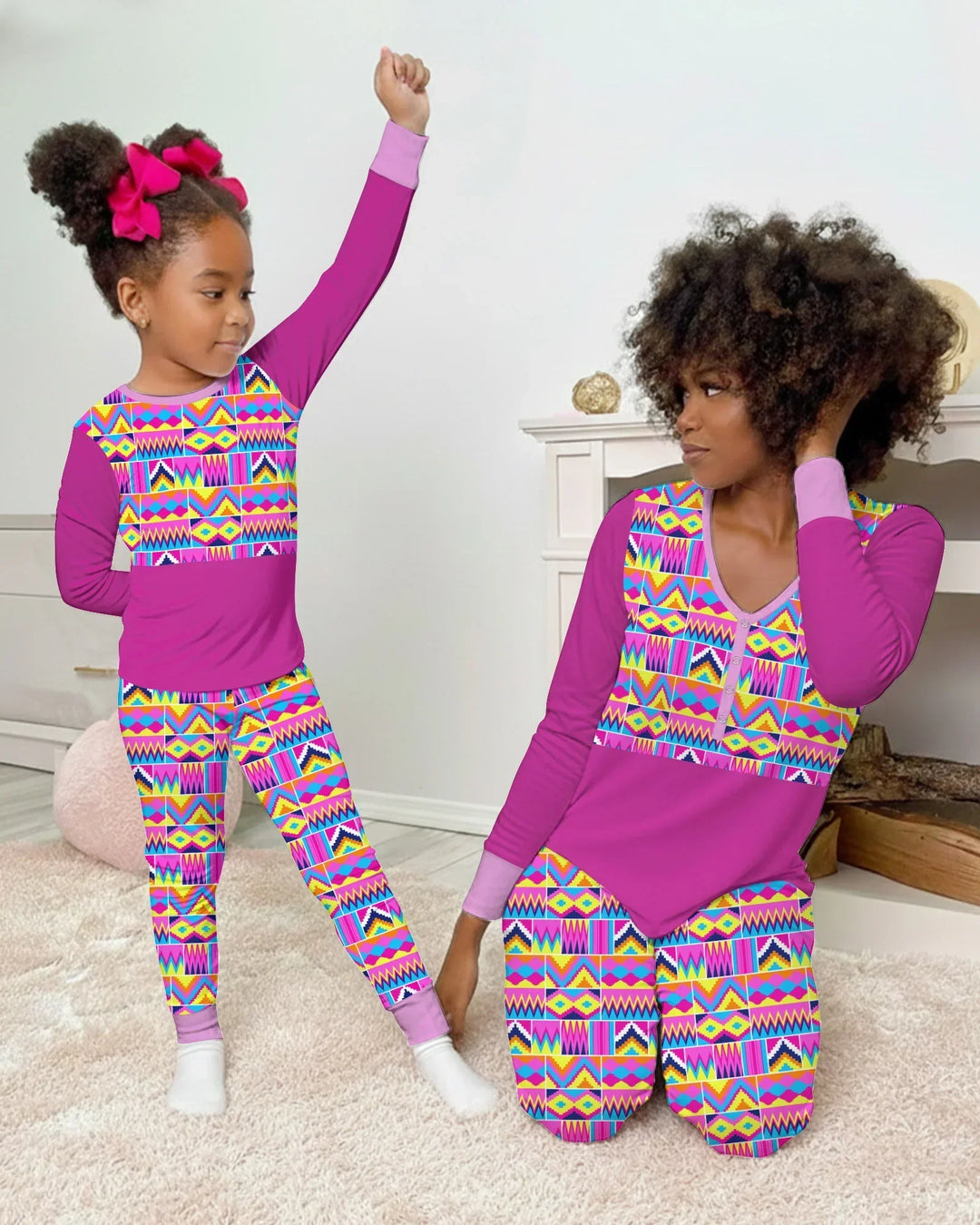 Zweiteiliges Langarm-Pyjama-Set mit Sommerfrüchten