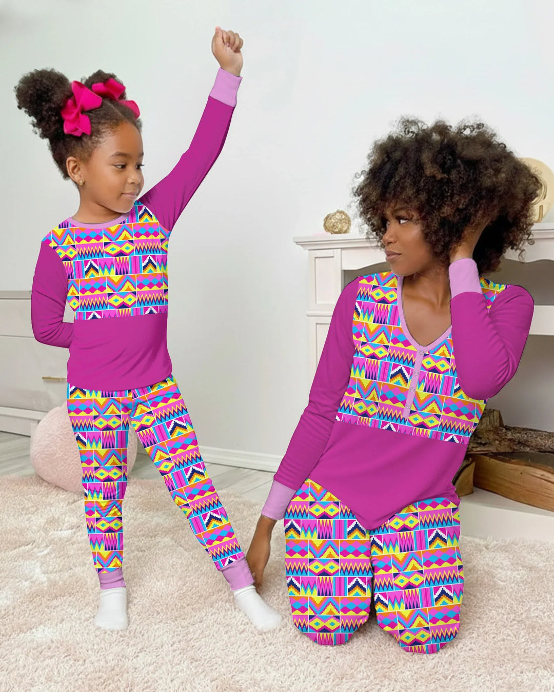 Kente Vibes Damen Pyjama Set aus Bambus im Partnerlook