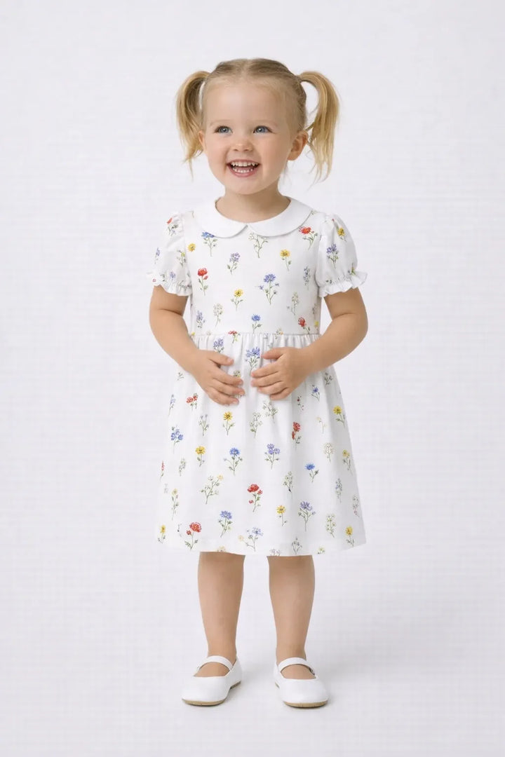 Sweet Small Floral Ditsy Bamboo Peter Pan Collar Dress