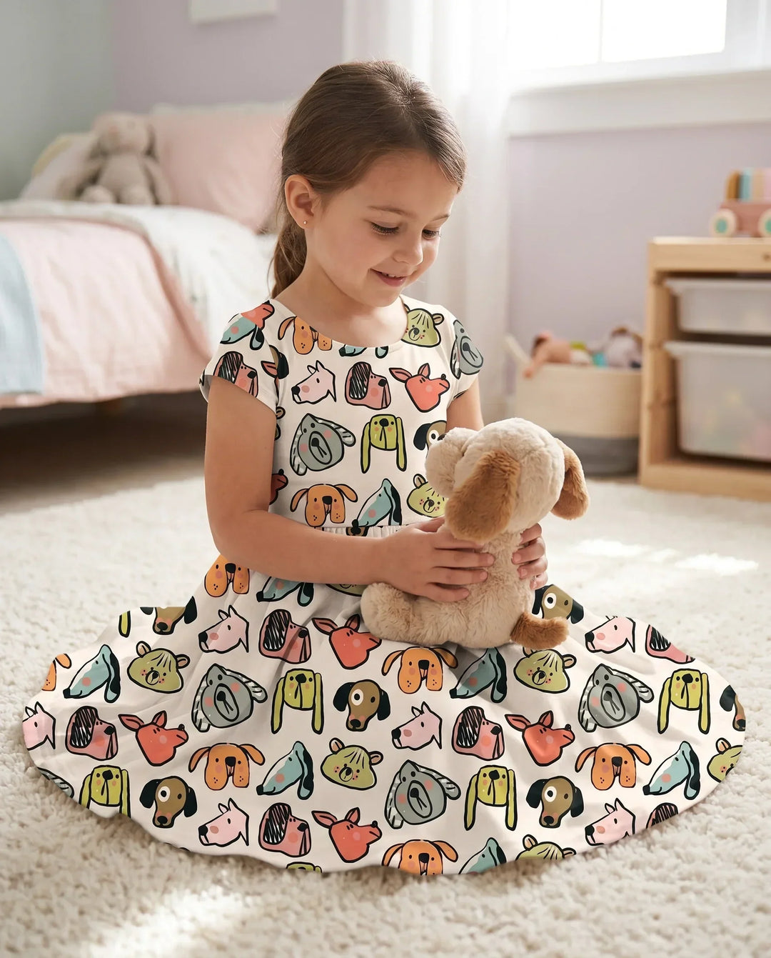 Hundewelpen-Parade Skizze Bambus-Drehkleid