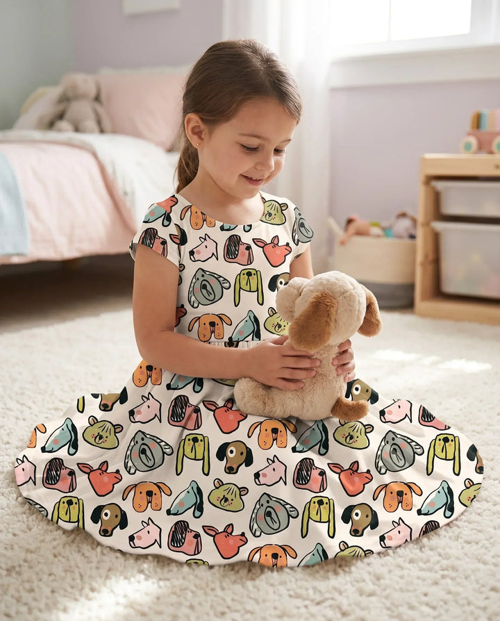 Hundewelpen-Parade Skizze Bambus-Drehkleid