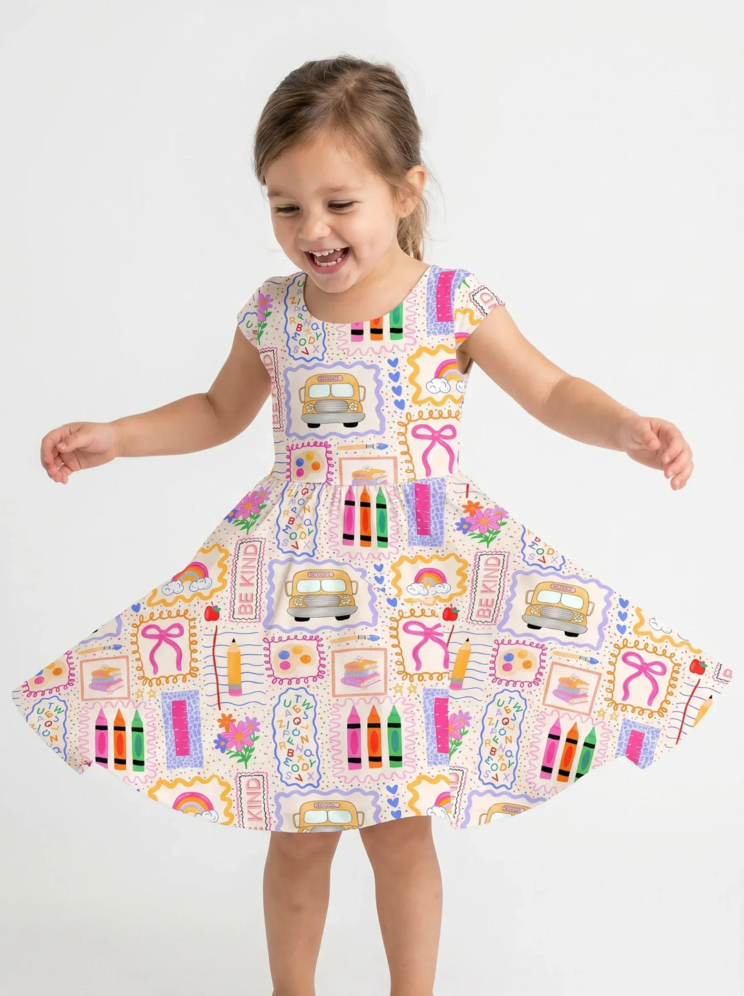 Buntes Doodle-Schule Bambus Wirbelkleid