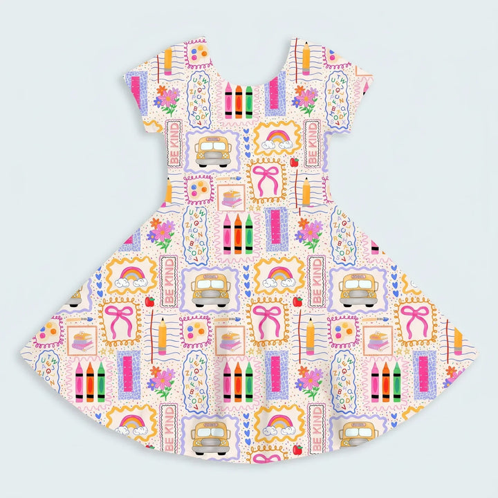 Buntes Doodle-Schule Bambus Wirbelkleid