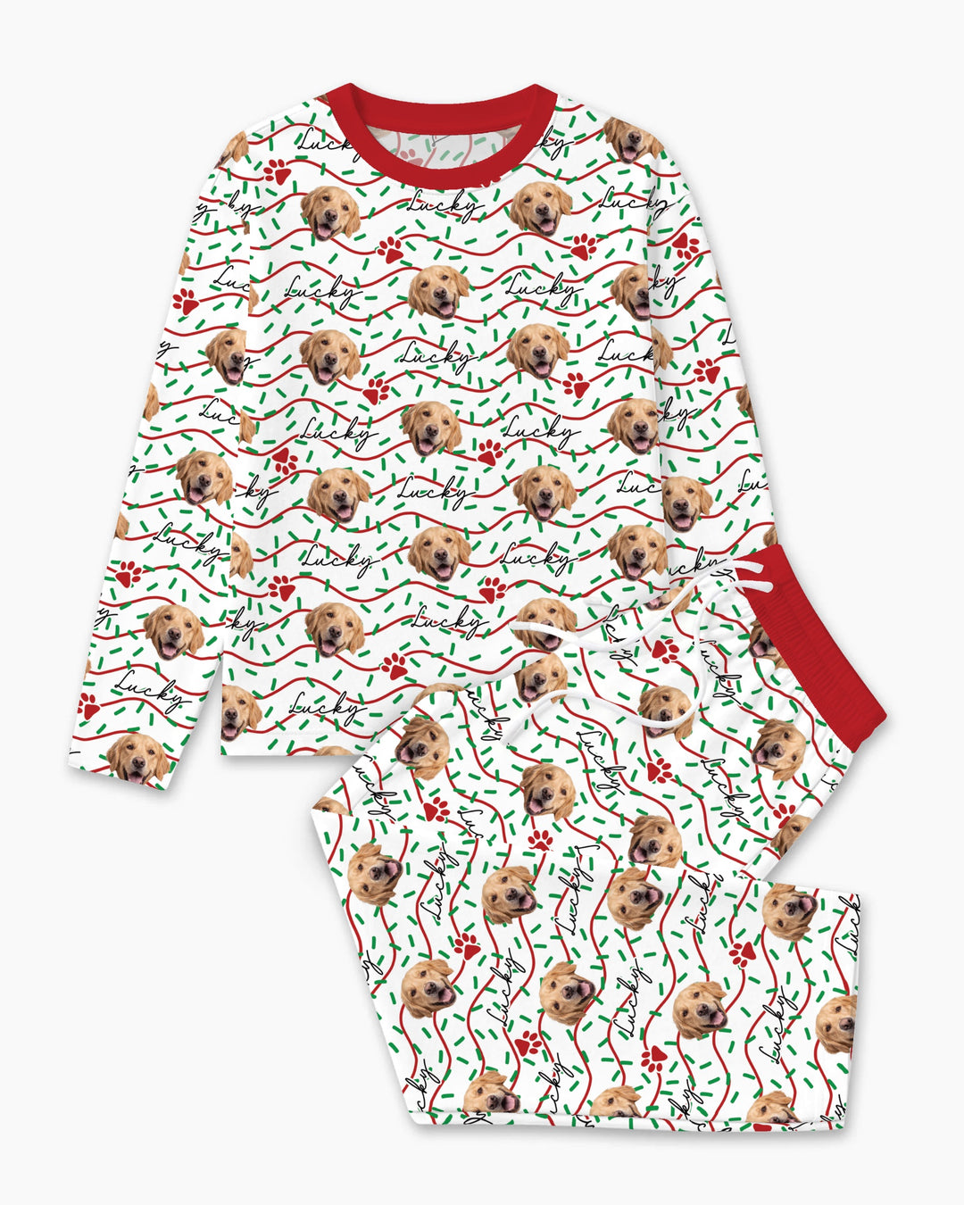 Custom Pet Photo Christmas Sprinkles Bamboo Men's Pajama Set