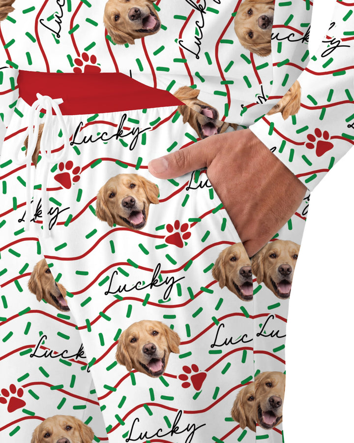 Custom Pet Photo Christmas Sprinkles Bamboo Men's Pajama Set