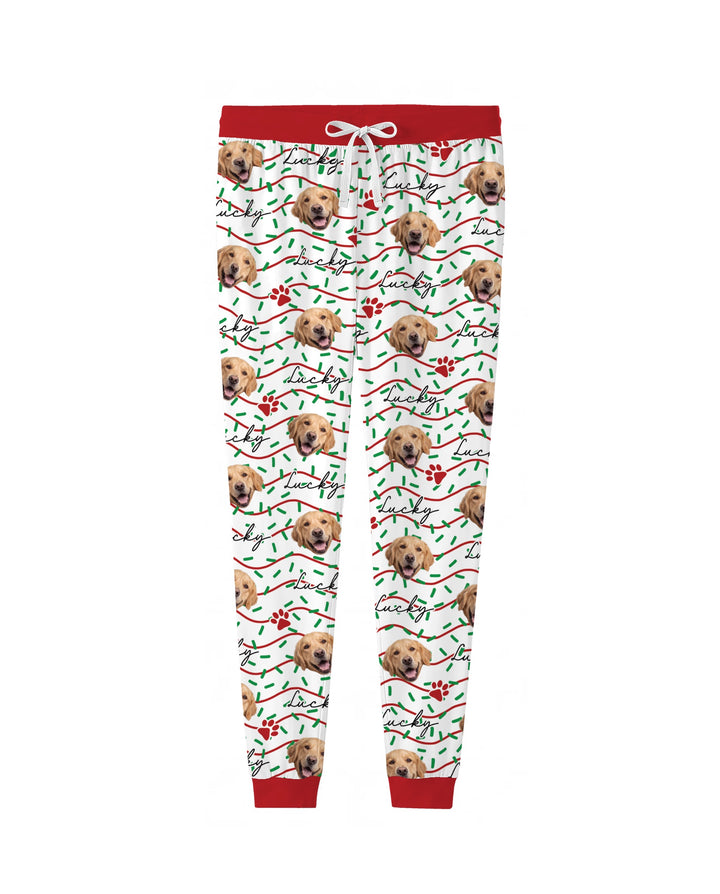 Custom Pet Photo Christmas Sprinkles Bamboo Women Pajama Set