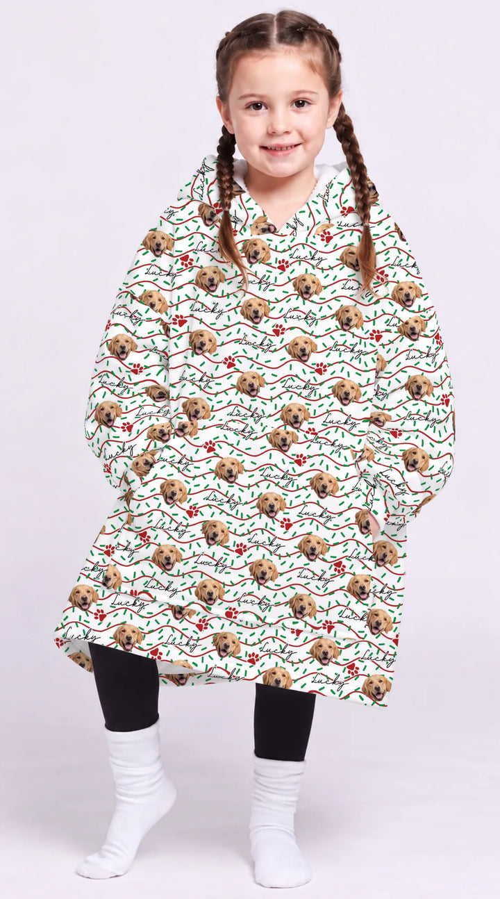 Custom Pet Photo Christmas Sprinkles Bamboo Blanket Hoodie