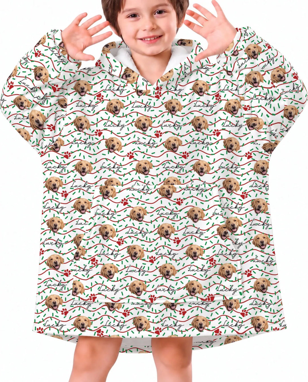 Custom Pet Photo Christmas Sprinkles Bamboo Blanket Hoodie