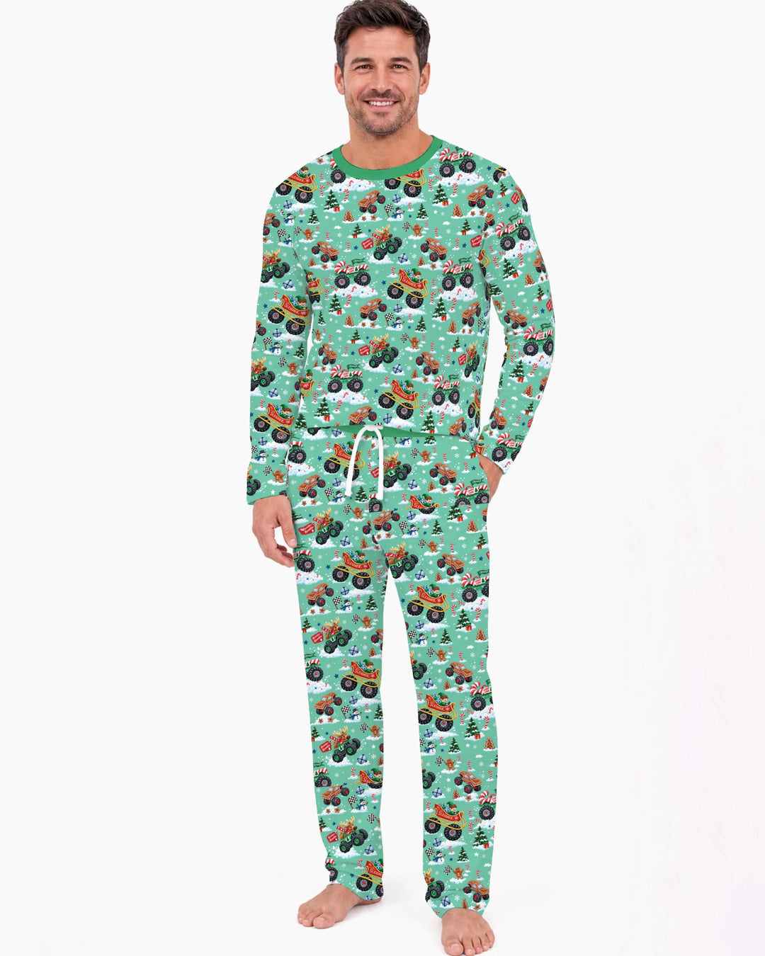 Holiday Monster Truck Bamboo Men's Pajama Set