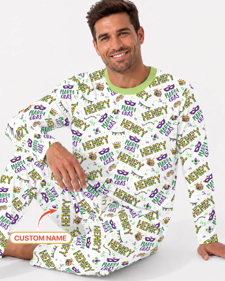 Custom Name Make your own Mardi Gras Bamboo Men's Pajama Set