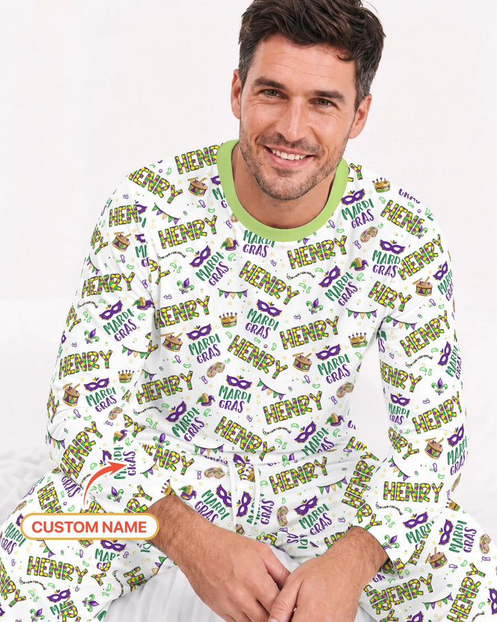 Custom Name Make your own Mardi Gras Bamboo Men's Pajama Set