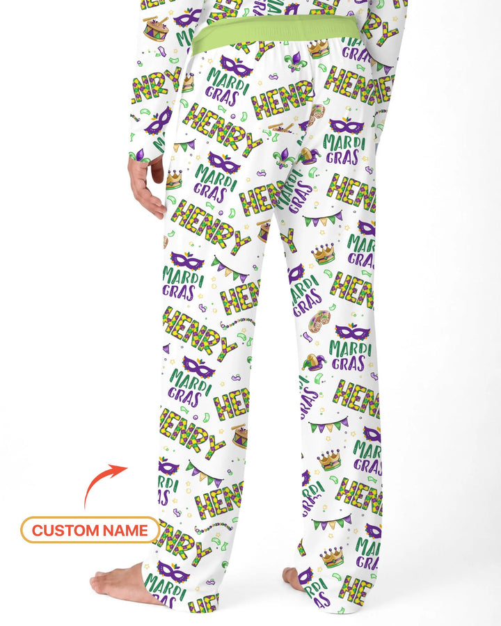 Custom Name Make your own Mardi Gras Bamboo Men's Pajama Set