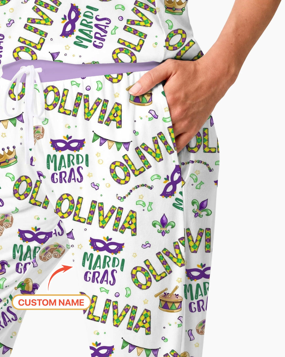 Custom Name Make your own Mardi Gras Bamboo Women Pajama Set