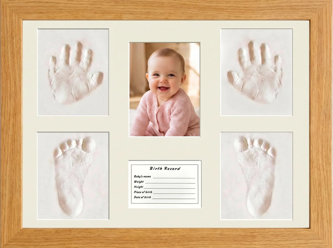 Fotorahmen für Hand- und Fußabdrücke des Babys aus Holz für das Kinderzimmer
